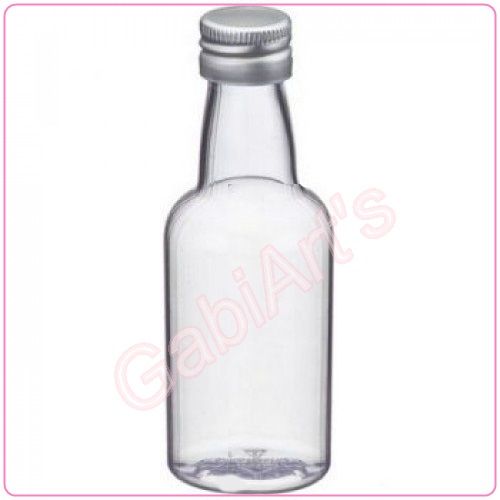 Garrafinhas de PVC Cristal 50 ml. com tampa Prata