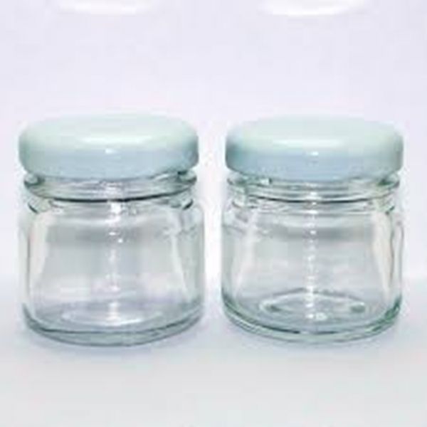 Potinhos 40ml De Vidro Redondo Com Tampa De Metal Branca