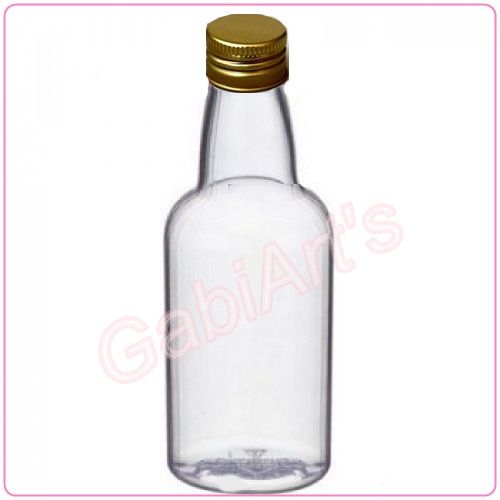 Garrafinhas de PVC Cristal 50 ml. com tampa Dourada