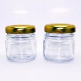 Potinhos 40ml De Vidro Redondo Com Tampa De Metal Dourada